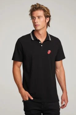 Chaser Brand Rolling Stones Embroidered Logo Mens Polo Tee Discount
