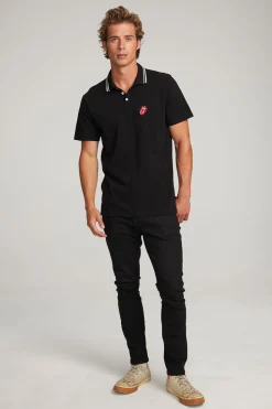 Chaser Brand Rolling Stones Embroidered Logo Mens Polo Tee Discount