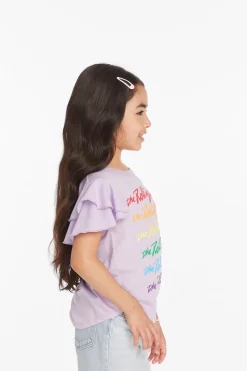 Chaser Brand Rolling Stones Rainbow Script Girls Tee Hot