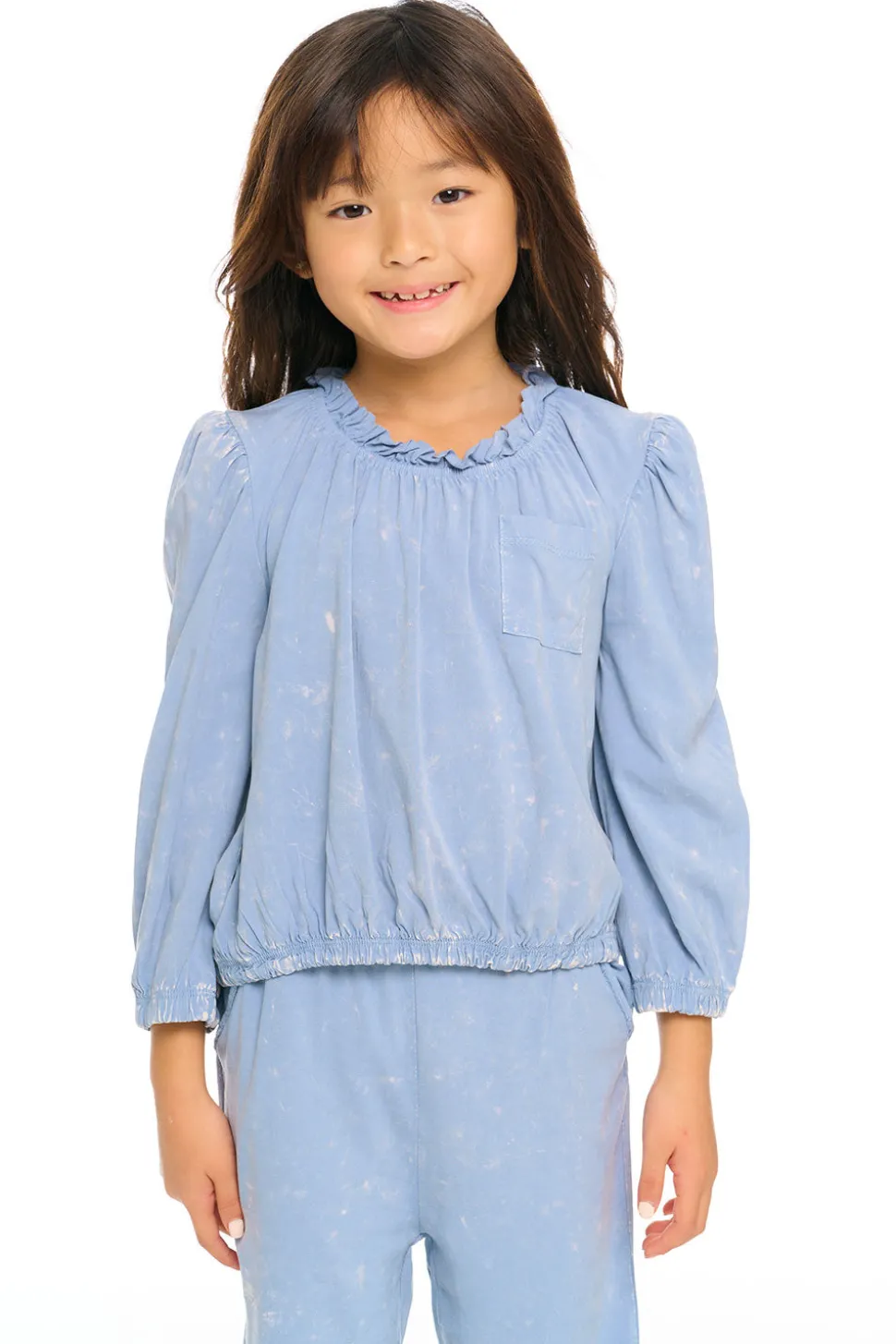 Chaser Brand Ruffle Neck Pocket Shirred Tee Flash Sale