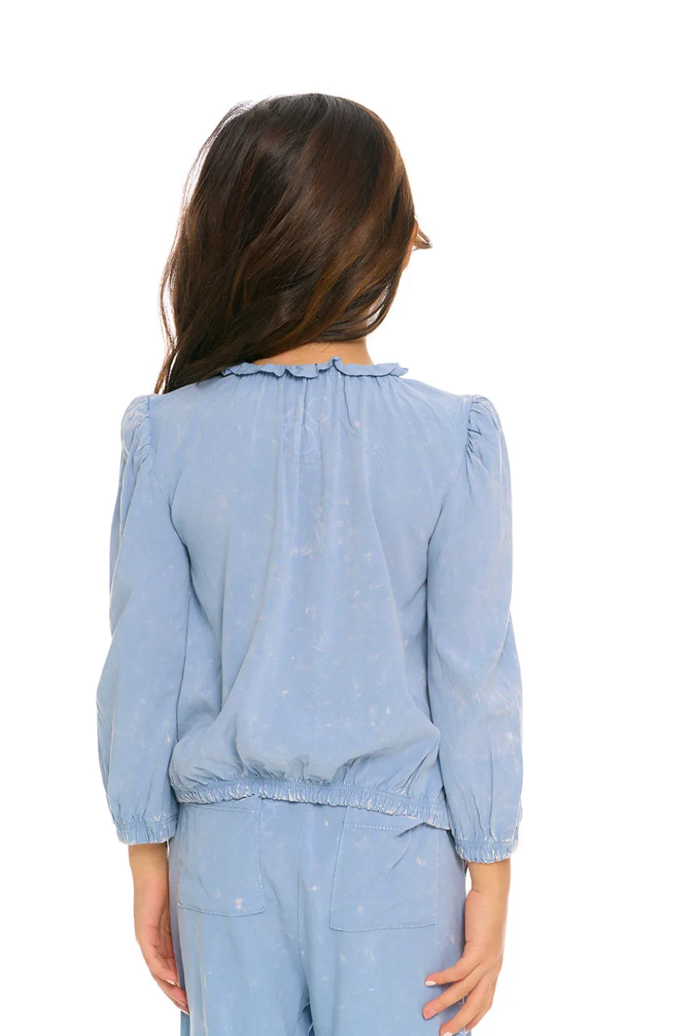 Chaser Brand Ruffle Neck Pocket Shirred Tee Flash Sale