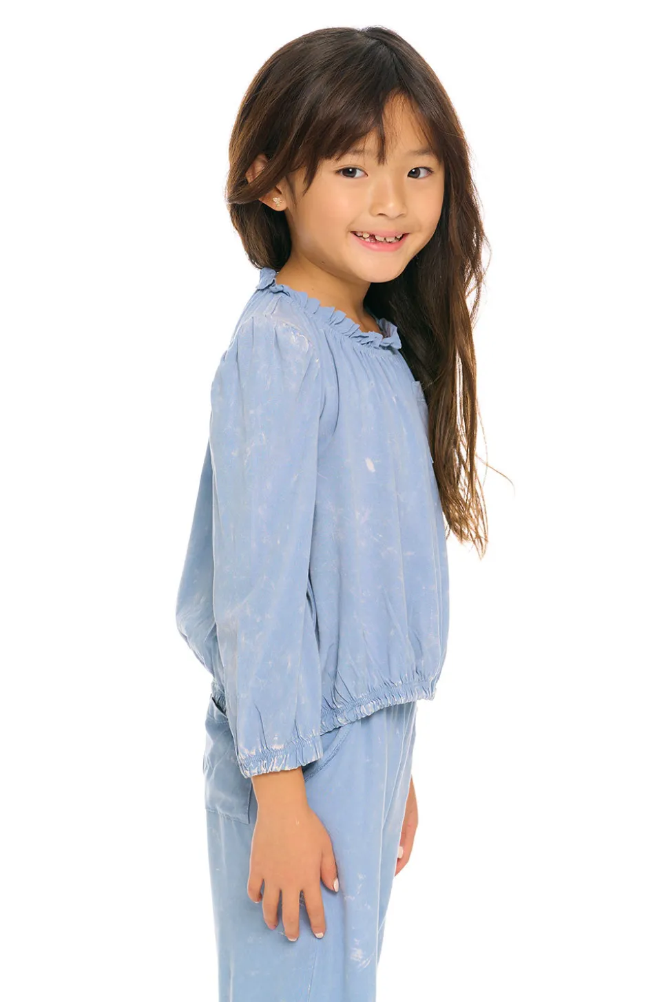 Chaser Brand Ruffle Neck Pocket Shirred Tee Flash Sale