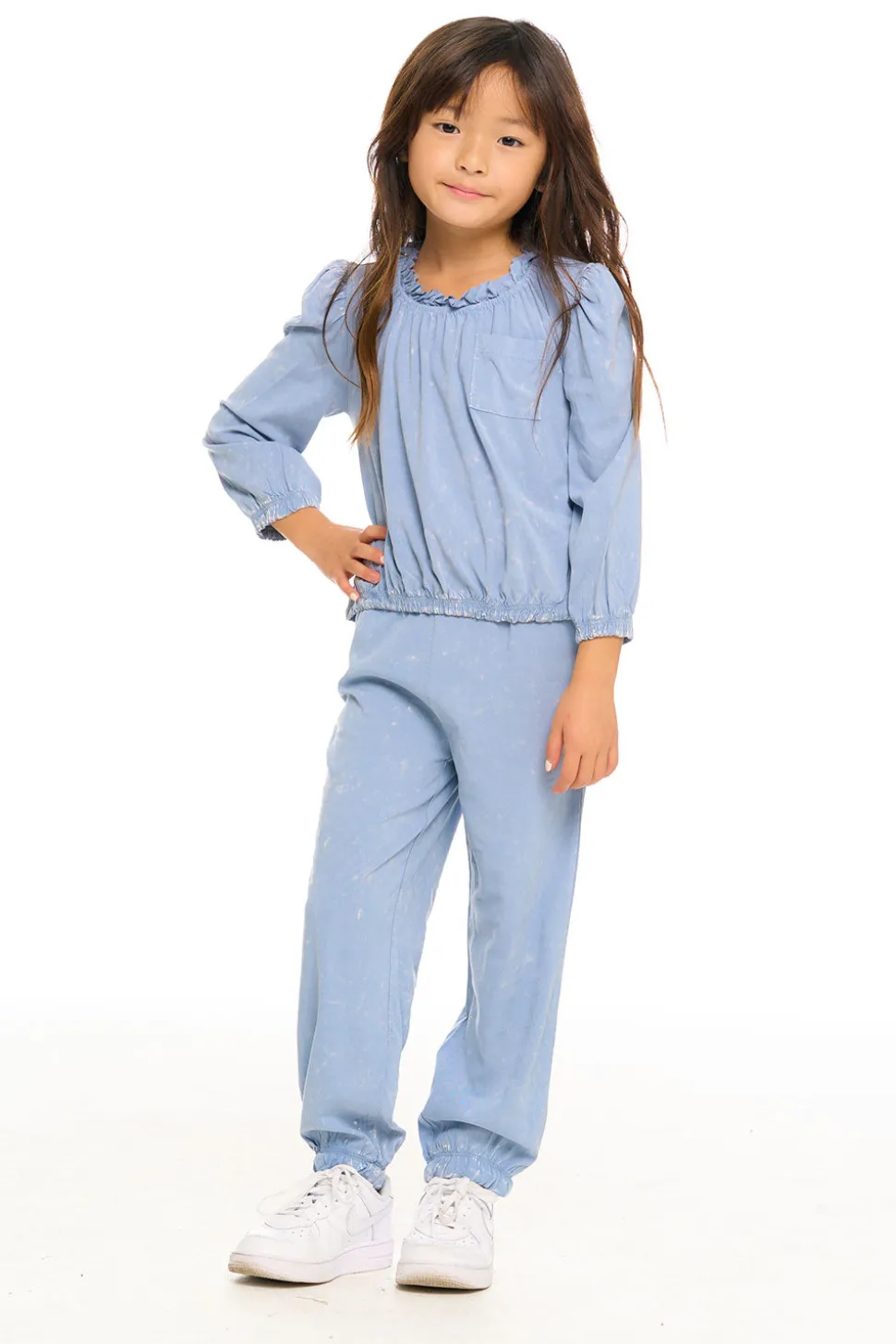 Chaser Brand Ruffle Neck Pocket Shirred Tee Flash Sale