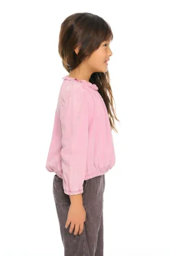 Chaser Brand Ruffle Neck Pocket Shirred Tee Outlet
