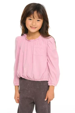 Chaser Brand Ruffle Neck Pocket Shirred Tee Outlet