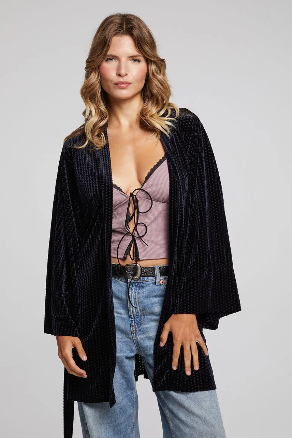 Chaser Brand Salina Check Burnout Kimono Store
