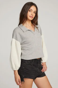 Chaser Brand Saratoga Heather Grey Pullover Hot