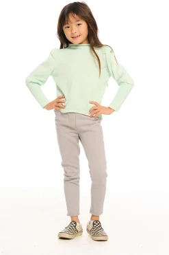 Chaser Brand Semi Cropped Hi Lo Mock Neck Puff Sleeve Pullover Sale