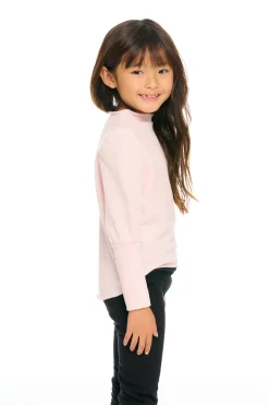 Chaser Brand Semi Cropped Hi Lo Mock Neck Puff Sleeve Pullover Store