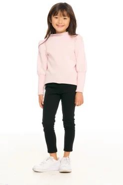 Chaser Brand Semi Cropped Hi Lo Mock Neck Puff Sleeve Pullover Store
