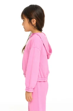Chaser Brand Semi Cropped Shirred Hoodie Pullover Discount