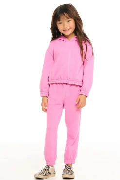 Chaser Brand Semi Cropped Shirred Hoodie Pullover Discount