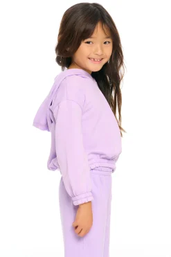 Chaser Brand Semi Cropped Shirred Hoodie Pullover Best