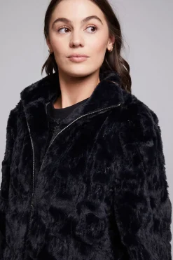 Chaser Brand Sequin Faux Fur Puff Sleeve Jacket Clearance
