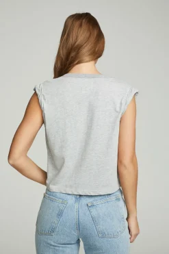 Chaser Brand Shirred Muscle Tee With Twisted Roll Sleeve Sale