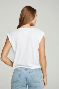 Chaser Brand Shirred Muscle Tee With Twisted Roll Sleeve Sale