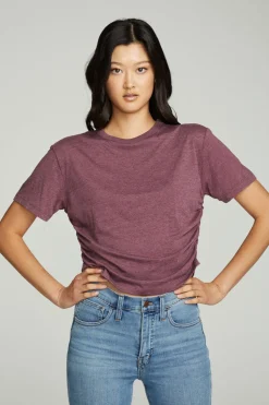 Chaser Brand Short Sleeve Crew Neck Shirred Side Tee Fashion