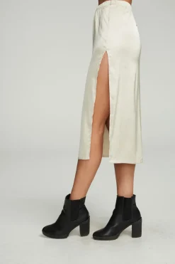 Chaser Brand Side Slit Midi Skirt Flash Sale