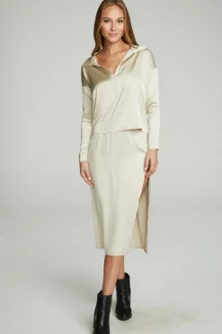 Chaser Brand Side Slit Midi Skirt Flash Sale