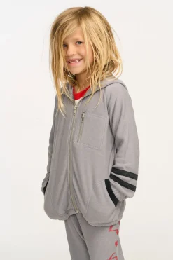 Chaser Brand Silver Gray Zip Up Hoodie Hot