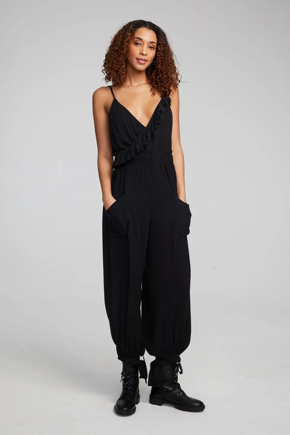 Chaser Brand Slash Shadow Black Jumpsuit Cheap