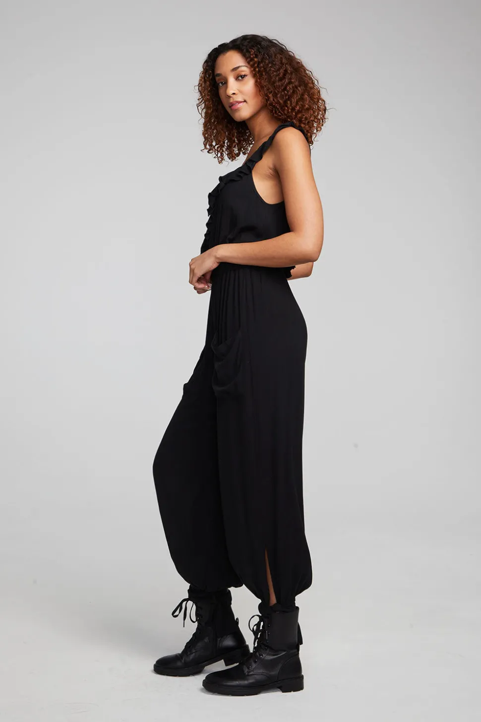 Chaser Brand Slash Shadow Black Jumpsuit Cheap