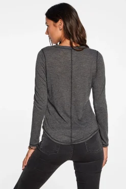 Chaser Brand Slub Jersey Long Sleeve Seamed Tee In True Black Cheap