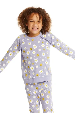Chaser Brand Smiley Daisies Long Sleeve Ruffle Top Online