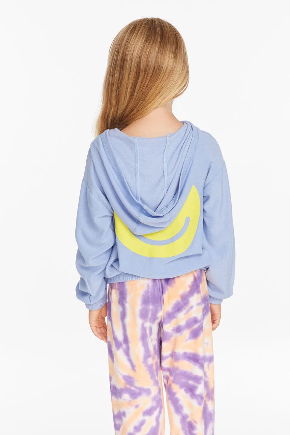 Chaser Brand Star Smiley Semi Cropped Shirred Hoodie Pullover Flash Sale