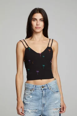 Chaser Brand Strand Crop Top - Black Onyx Best