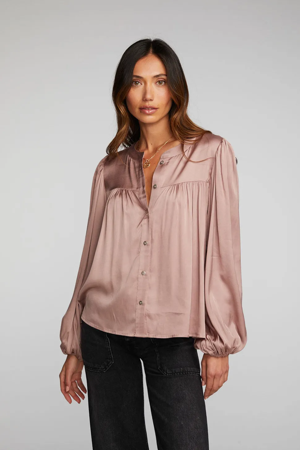 Chaser Brand Stretch Silky Woven Button Down Best Sale