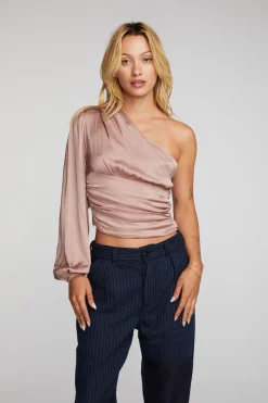 Chaser Brand Stretch Silky Woven Cold Shoulder Blouse Online
