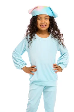 Chaser Brand Stretch Velvet Blouson Sleeve Raglan Fashion