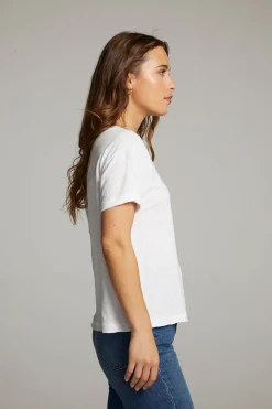 Chaser Brand Sunshine White Scoop Neck Tee New