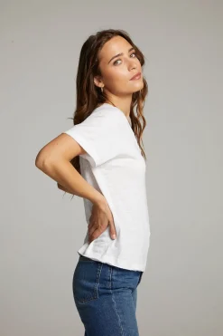Chaser Brand Sunshine White Scoop Neck Tee New