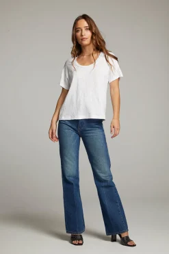 Chaser Brand Sunshine White Scoop Neck Tee New