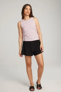 Chaser Brand Teague Pastel Lavender And Grey Marl Striped Tank Shop