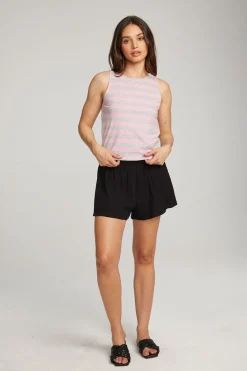 Chaser Brand Teague Pastel Lavender And Grey Marl Striped Tank Shop