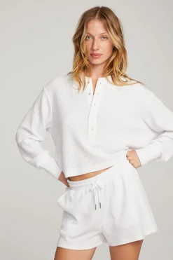 Chaser Brand Thayne White Long Sleeve Cheap