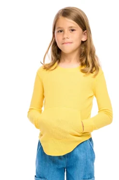 Chaser Brand Thermal Long Sleeve Crew Neck Shirttail Tee With Kanga Pocket Discount