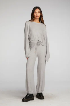 Chaser Brand Thermal Waffle Cropped Long Sleeve Tee Online