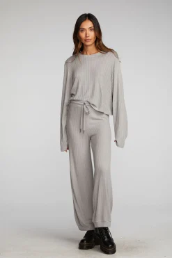 Chaser Brand Thermal Waffle Cropped Long Sleeve Tee Online