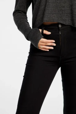 Chaser Brand Triblend Jersey Cropped Open Neck Long Sleeve Thumbhole Tee Outlet