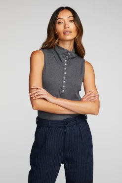 Chaser Brand Triblend Rib Knit Button Down Tank Shop