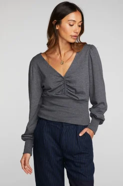 Chaser Brand Triblend V-neck Long Sleeve Blouse Store
