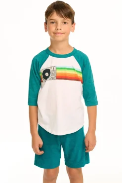 Chaser Brand Turntable Rainbow Recycled Vintage Jersey Baseball Tee Fashion