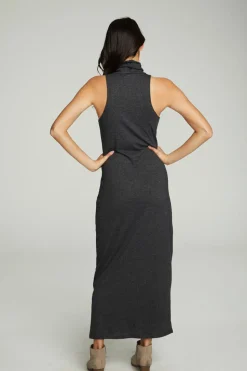 Chaser Brand Turtle Neck Tank Maxi Dress With Side Slits Hot