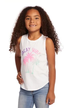Chaser Brand Vacay Vibes Girls Vintage Jersey Shirttail Muscle Clearance