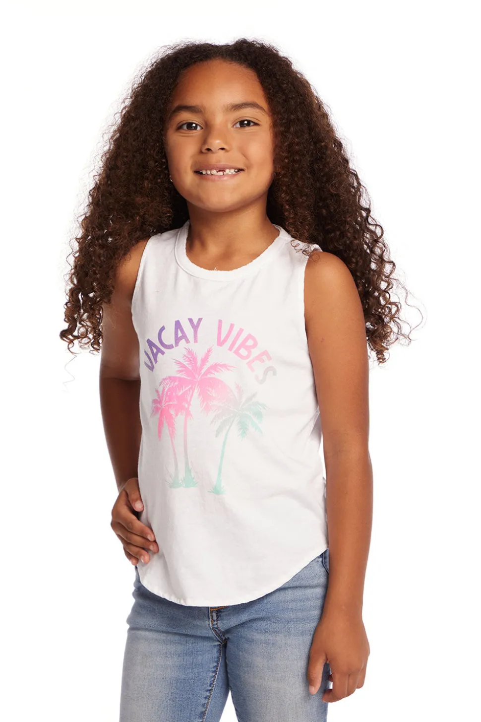 Chaser Brand Vacay Vibes Girls Vintage Jersey Shirttail Muscle Clearance