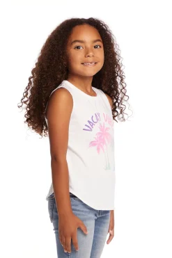 Chaser Brand Vacay Vibes Girls Vintage Jersey Shirttail Muscle Clearance